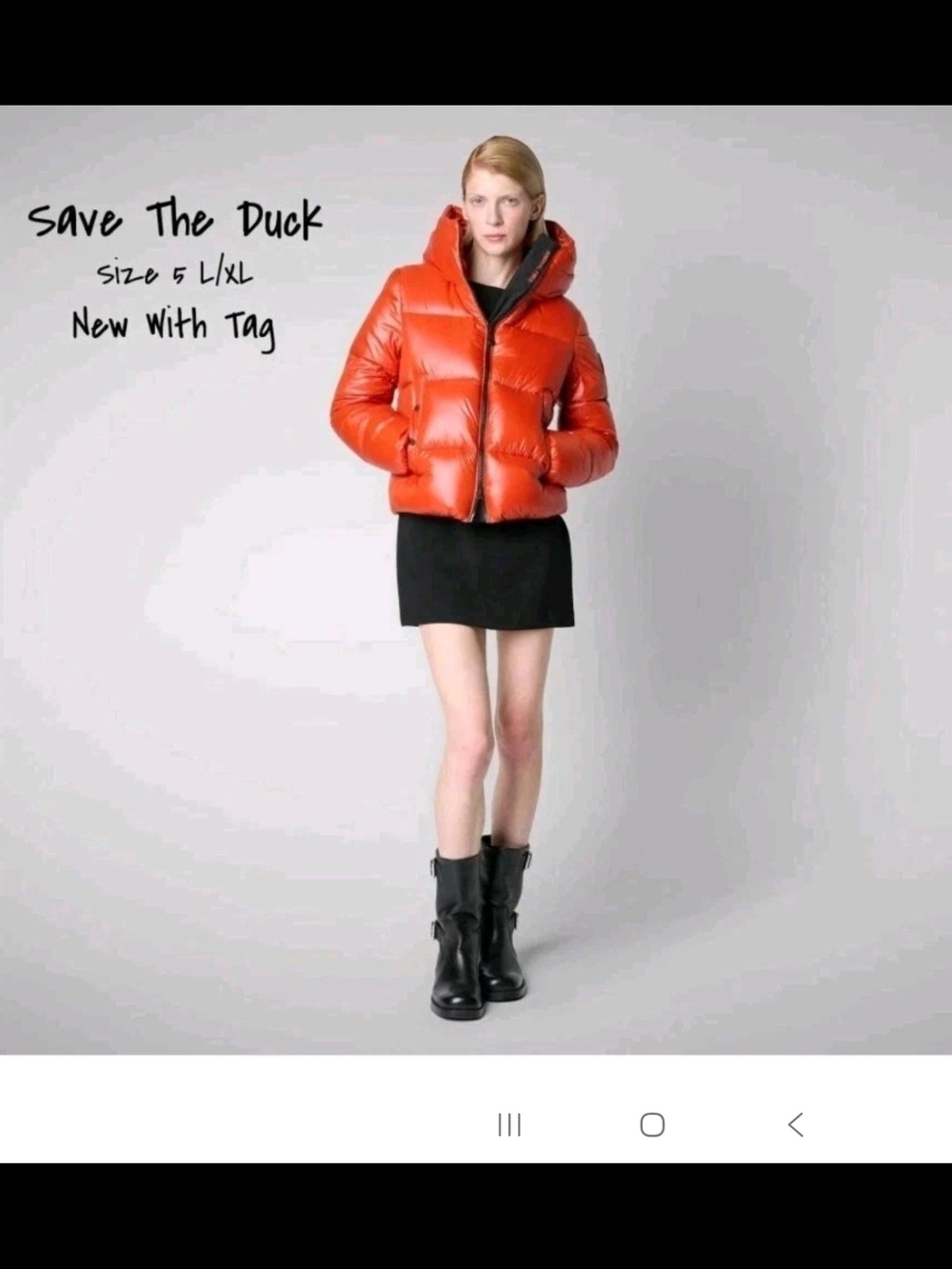 Save The Duck Puffer Hooded Jacket Orange Women's Size 5 L/XL New With Tag